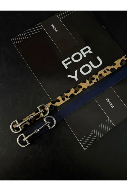 Uzun Gümüş Tokalı Ince Kadın Kemeri, Ceket Kemeri, Gömlek Kemeri, Elbise Kemeri-Lacivert - 3