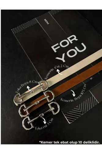 Uzun Gümüş Tokalı Ince Kadın Kemeri, Ceket Kemeri, Gömlek Kemeri, Elbise Kemeri-Siyah 