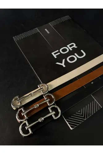 Uzun Gümüş Tokalı Ince Kadın Kemeri, Ceket Kemeri, Gömlek Kemeri, Elbise Kemeri-Siyah - FIORI (1)