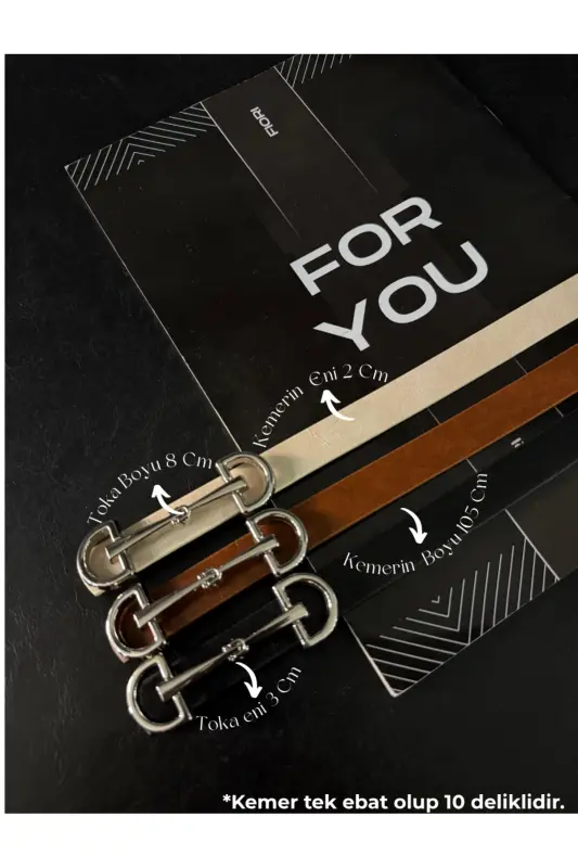 Uzun Gümüş Tokalı Ince Kadın Kemeri, Ceket Kemeri, Gömlek Kemeri, Elbise Kemeri-Siyah - FIORI