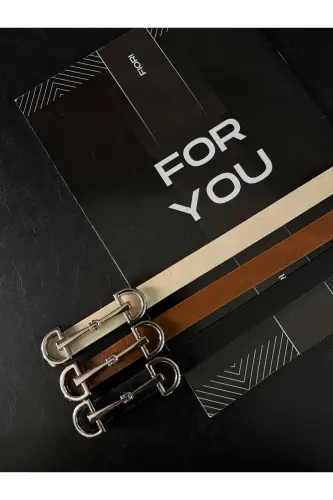 Uzun Gümüş Tokalı Ince Kadın Kemeri, Ceket Kemeri, Gömlek Kemeri, Elbise Kemeri-Siyah - 4