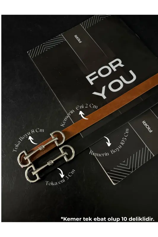 Uzun Gümüş Tokalı Ince Kadın Kemeri, Ceket Kemeri, Gömlek Kemeri, Elbise Kemeri-Siyah - FIORI