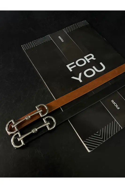 Uzun Gümüş Tokalı Ince Kadın Kemeri, Ceket Kemeri, Gömlek Kemeri, Elbise Kemeri-Siyah - 2