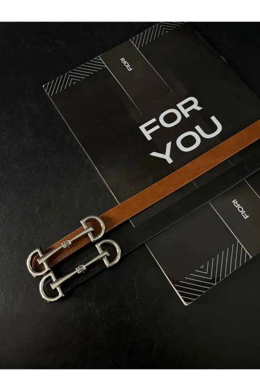 Uzun Gümüş Tokalı Ince Kadın Kemeri, Ceket Kemeri, Gömlek Kemeri, Elbise Kemeri-Siyah - 3