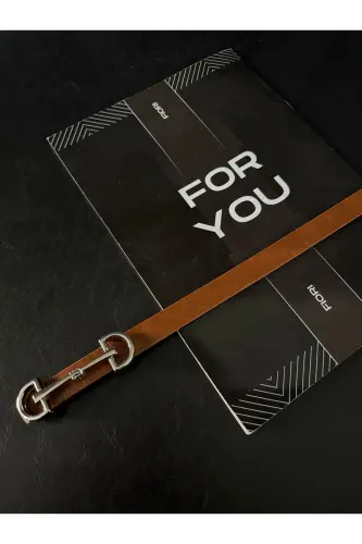 Uzun Gümüş Tokalı Ince Kadın Kemeri, Ceket Kemeri, Gömlek Kemeri, Elbise Kemeri-Taba - FIORI (1)