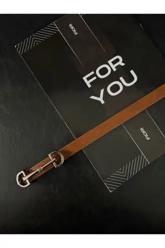 Uzun Gümüş Tokalı Ince Kadın Kemeri, Ceket Kemeri, Gömlek Kemeri, Elbise Kemeri-Taba - 4