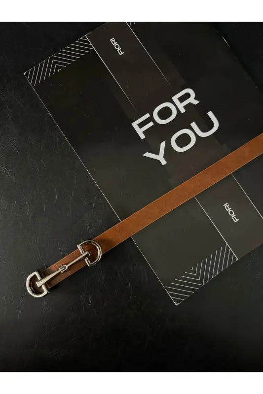 Uzun Gümüş Tokalı Ince Kadın Kemeri, Ceket Kemeri, Gömlek Kemeri, Elbise Kemeri-Taba - 4