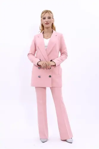 Uzun Klasik Blazer Ceket-Pudra-Pudra - 1
