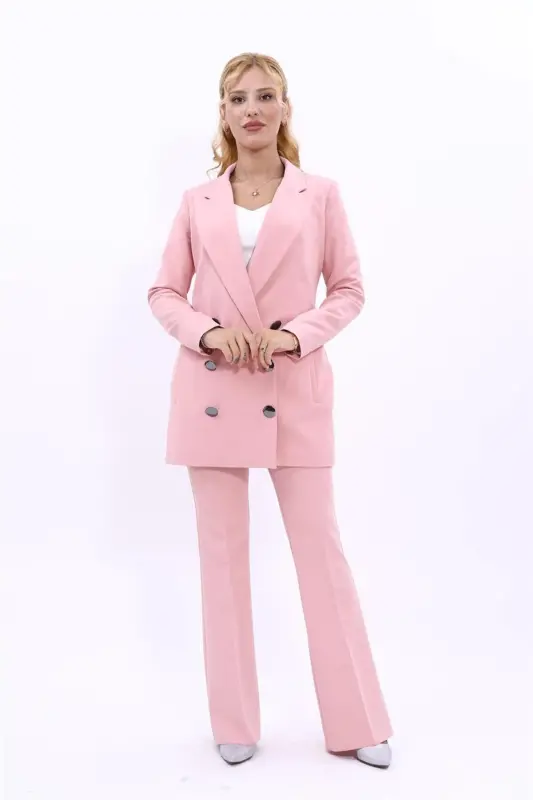 Uzun Klasik Blazer Ceket-Pudra-Pudra - ÖNDER ÖZSOY