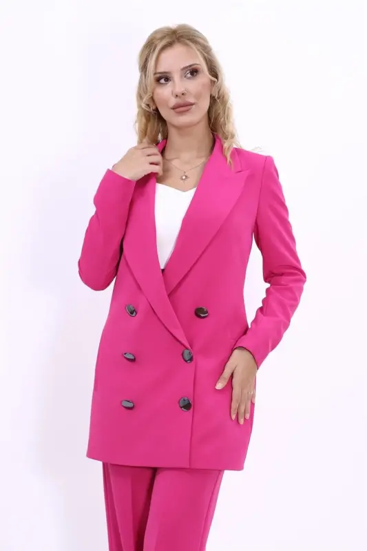 Uzun klassik blazer pidjak - fuksiya - fuksiya - 1