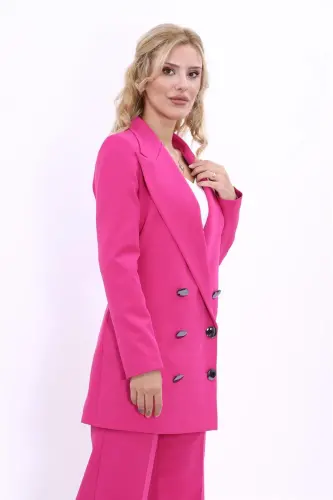 Uzun klassik blazer pidjak - fuksiya - fuksiya - 4