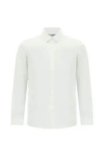 Uzun Kol Slim Fit Dar Kesim Non Iron Ütü Gerektirmeyen Pamuklu Gömlek-Beyaz - 7