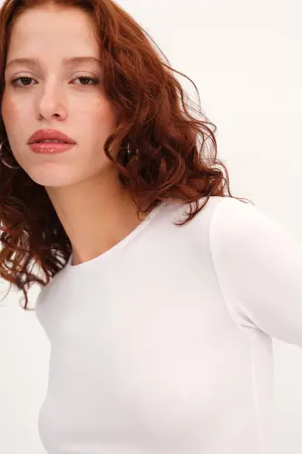 Uzun Kollu Basic Bluz B0074-G4-Beyaz - ADDAX (1)