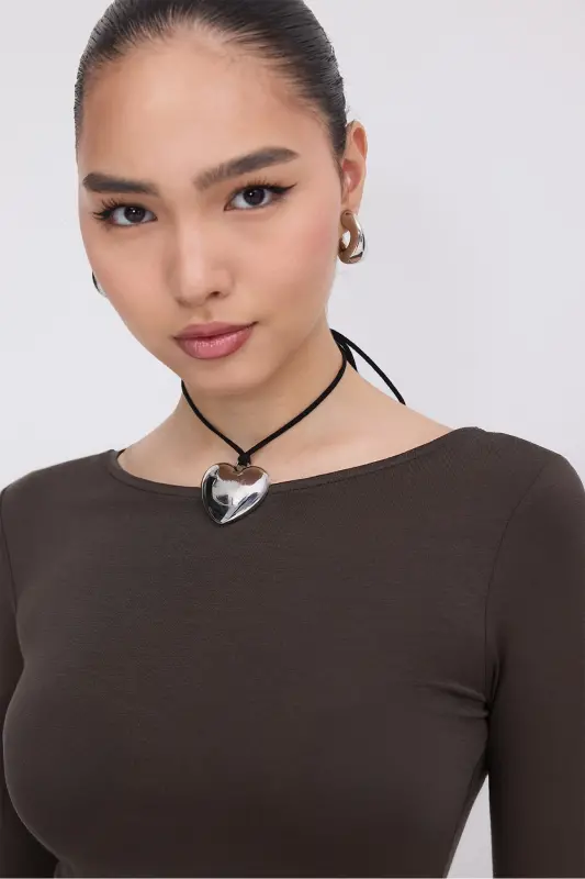 Uzun Kollu Basic Bluz B1605-S4-Z.Kahve - 3