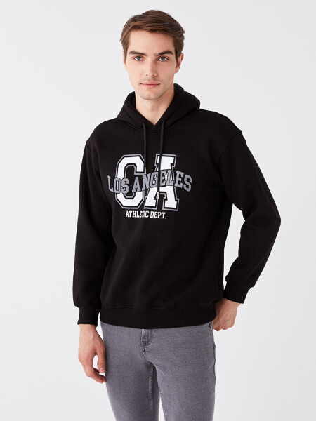 Uzun Kollu Baskılı Erkek Hoodie - 11