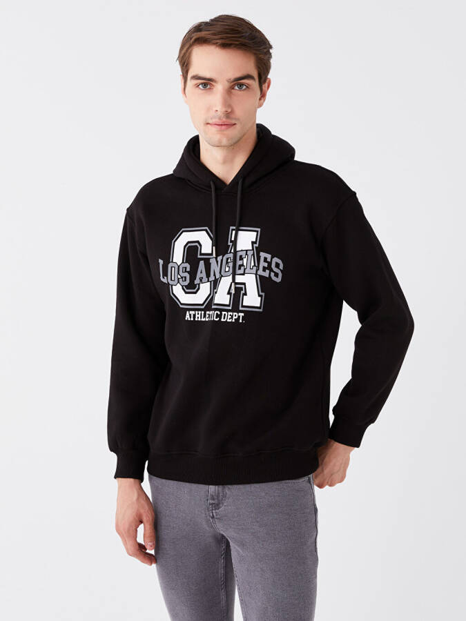 Uzun Kollu Baskılı Erkek Hoodie - 11