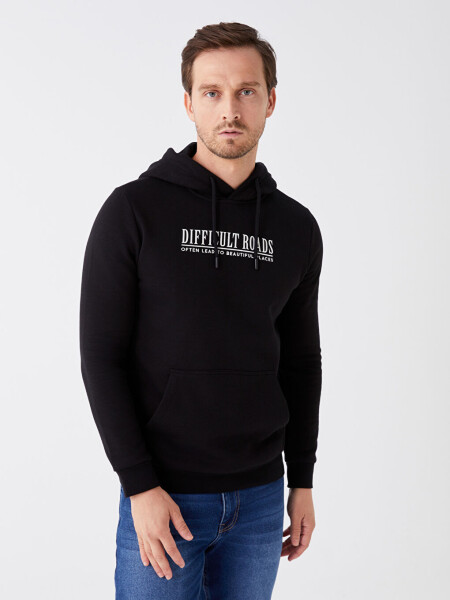 Uzun Kollu Baskılı Erkek Hoodie - 18