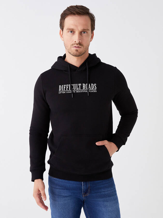 Uzun Kollu Baskılı Erkek Hoodie - 25