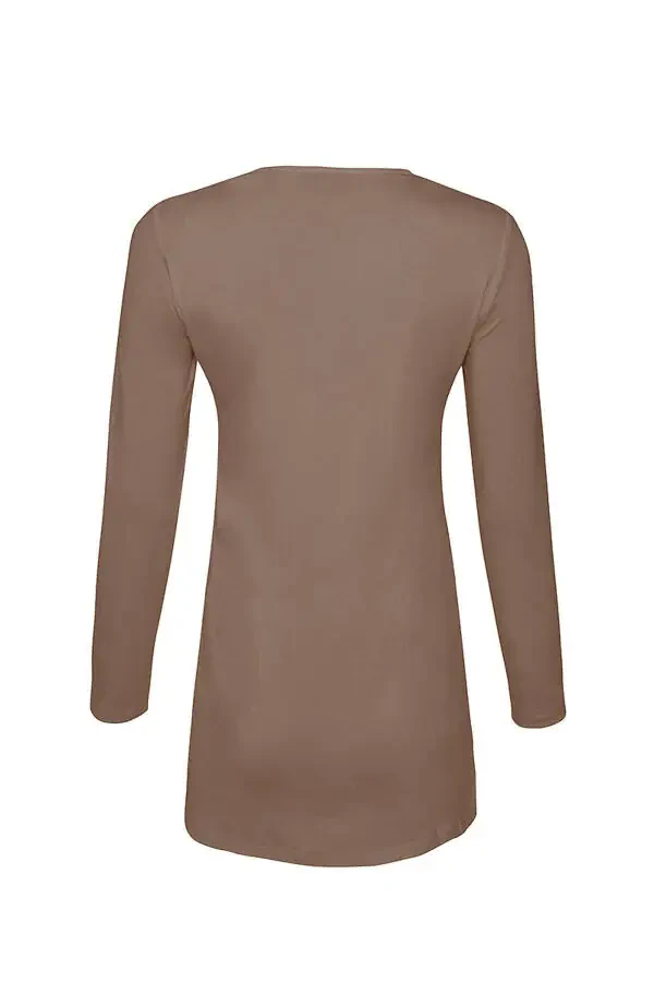 Uzun Kollu Bisiklet Yaka Tunik-Vizon - 3