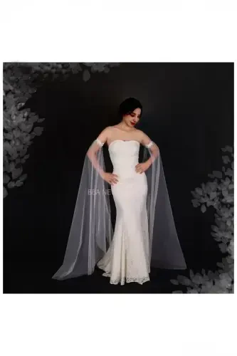 Uzun Kollu Gelinlik Yapraklı Tül Gelin Eldiven Düğün Aksesuarları Parmaksız Kolluk,düğün Parmaksız - 3