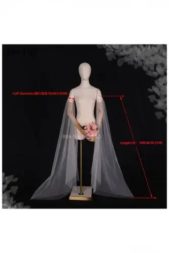 Uzun Kollu Gelinlik Yapraklı Tül Gelin Eldiven Düğün Aksesuarları Parmaksız Kolluk,düğün Parmaksız - Modazone (1)