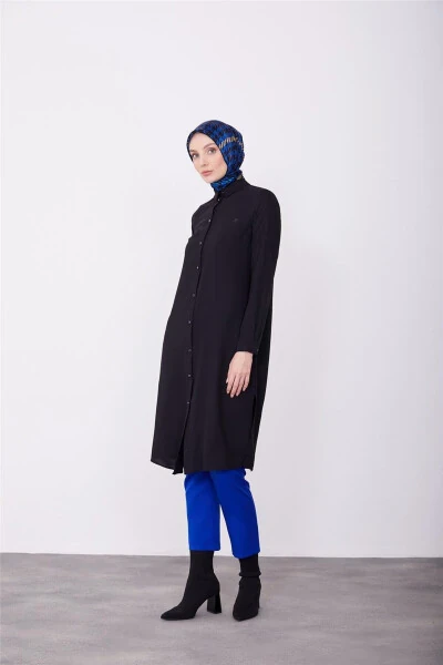 Uzun Kollu Logolu Tunik 23kh411 Siyah - 1