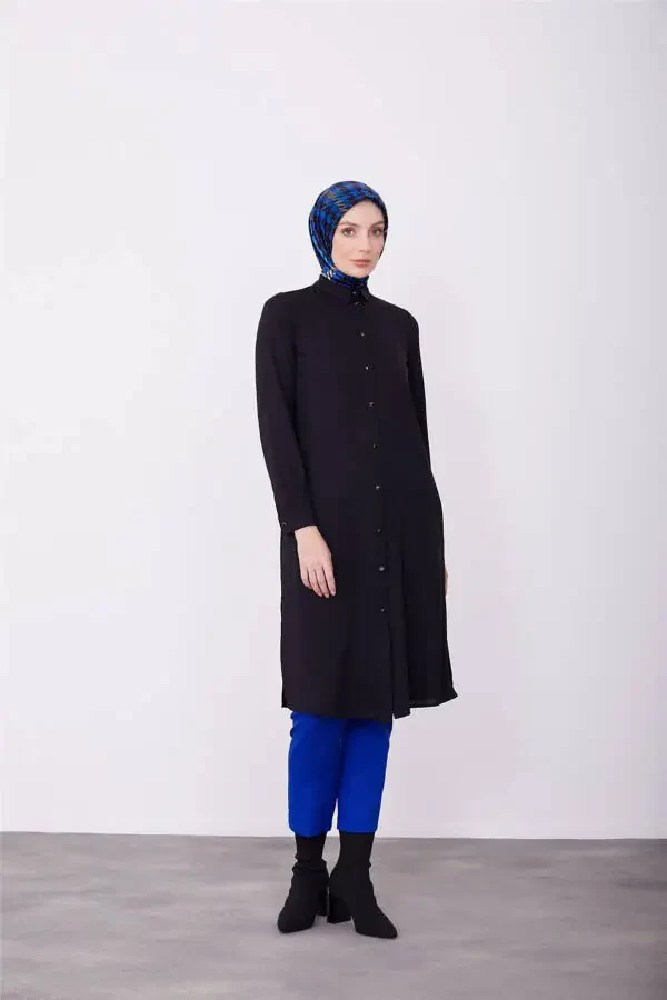 Uzun Kollu Logolu Tunik 23kh411 Siyah - 2