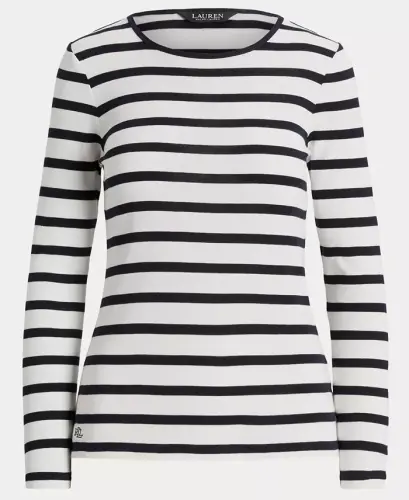 Long-Sleeve Stretch T-Shirt - White/regal Navy - 5