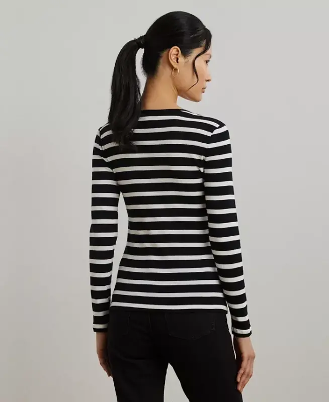 Long-Sleeve Stretch T-Shirt-Black/white - 2