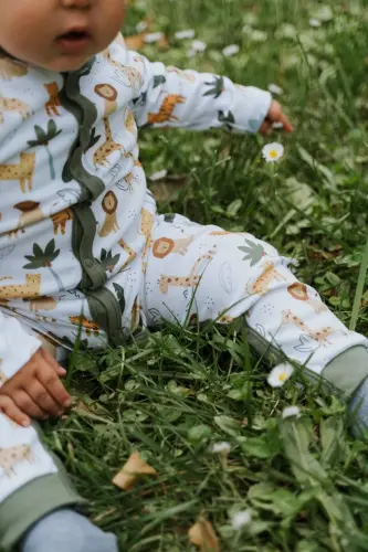 Uzun Kollu Tulum Bebek Baskılı Organik Pamuk-yeşi?l - 3