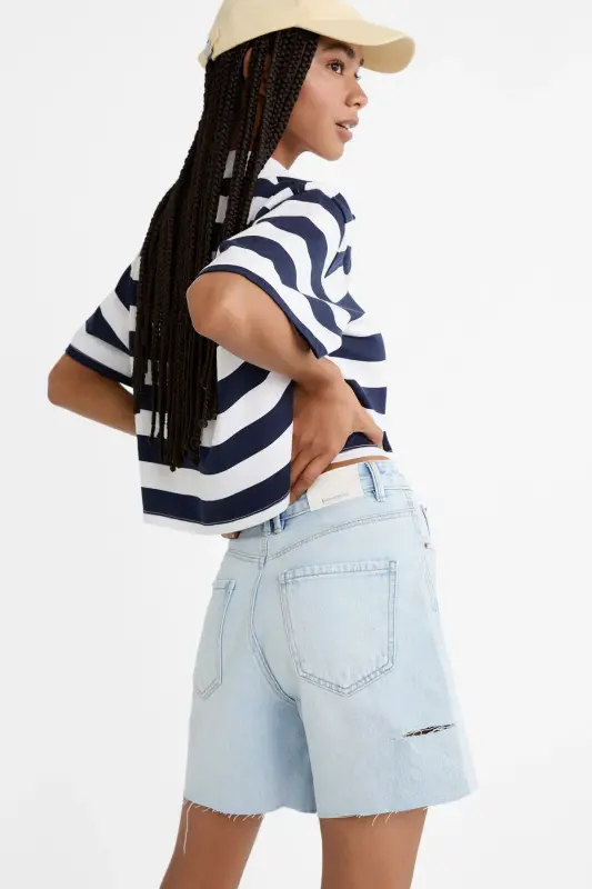 Uzun denim şort - Orta açık mavi denim - 3