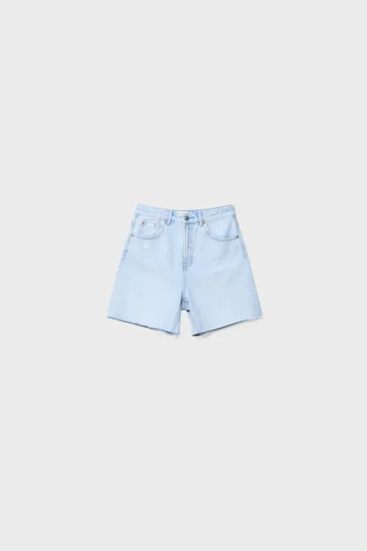 Uzun denim şort - Orta açık mavi denim - 5