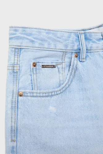 Uzun denim şort - Orta açık mavi denim - 7
