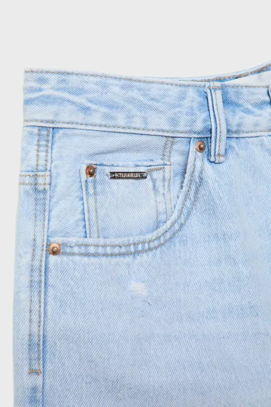 Uzun denim şort - Orta açık mavi denim - 7
