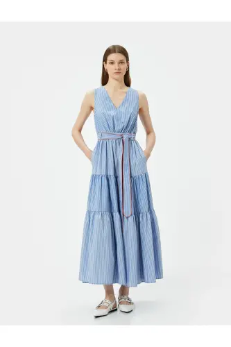 Uzun ko'ylak osma V yoqali volanli kamarbend - 1