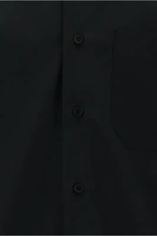 Uzun Qo'l Regular Fit Non Iron Dazmol Talab Qilmaydigan Paxta Ko'ylak-Qora - 6