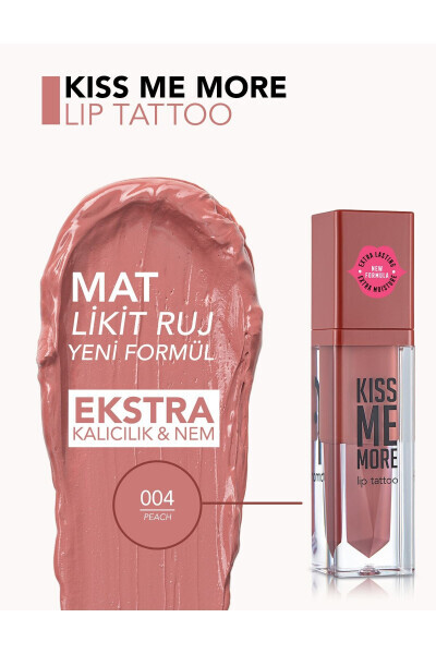 Uzun Süre Kalıcı Mat Ruj - Kiss Me More-004 Peach-8682536040655 - 004 PEACH - 16