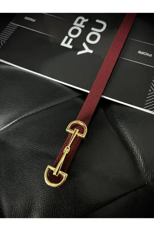 Uzun tilla tokali ingichka ayollar kamari, kurtka kamari, ko'ylak kamari, ko'ylak kamari - Bordo - 6