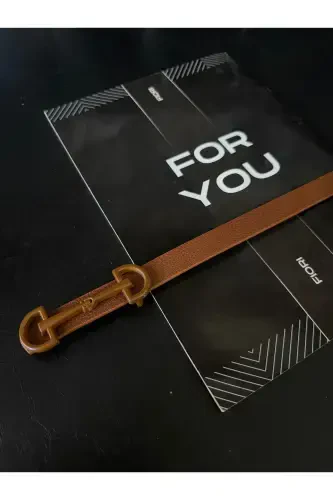 Uzun Tokalı Ince Kadın Kemeri, Ceket Kemeri, Gömlek Kemeri, Elbise Kemeri-Kahverengi - 1