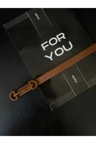 Uzun Tokalı Ince Kadın Kemeri, Ceket Kemeri, Gömlek Kemeri, Elbise Kemeri-Kahverengi - 3