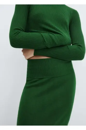 Uzun triko yubka - Yashil - 7