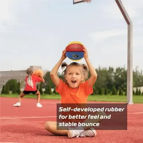 Longsail Full Size Basketball Rubber- Leather,Indoor-Outdoor-Pool,with Pump(Deflated) - 4