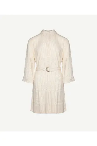 Uzun yengli kamarli qisqa ko'ylak ko'ylak - 4