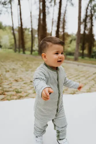 Uzun yengli kombinezon chaqaloq bosma organik paxta-yashil - 4