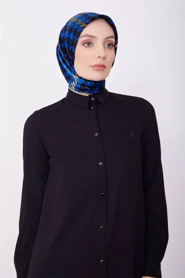 Uzun Yengli Logo Chiziqli Tunika 23kh411 Qora - 4