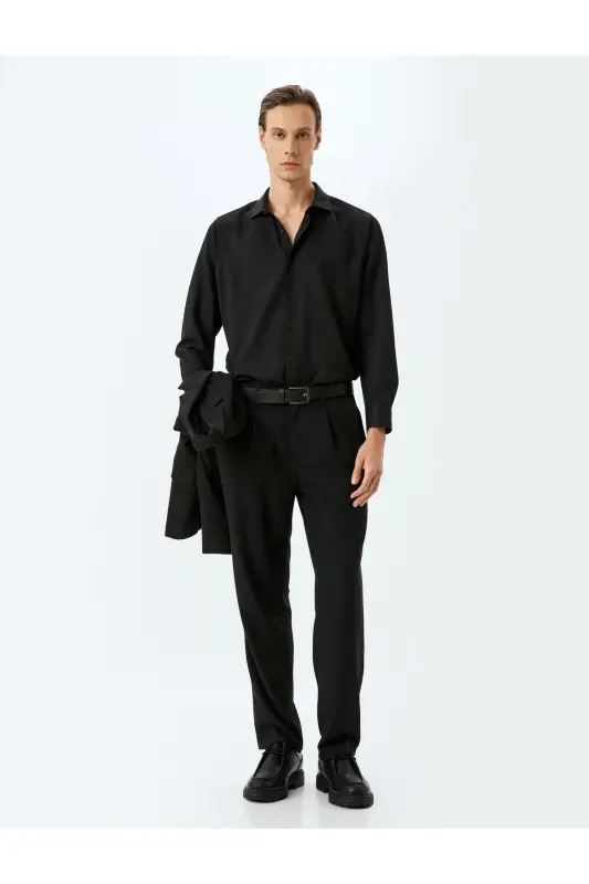 Uzun yengli paxta aralash yarim italyan yoqali slim - 2