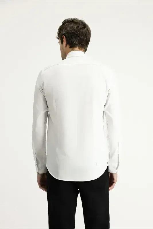 Uzun Yengli Slim Fit Tor Kesim Klassik Paxta Ko'ylak - 4