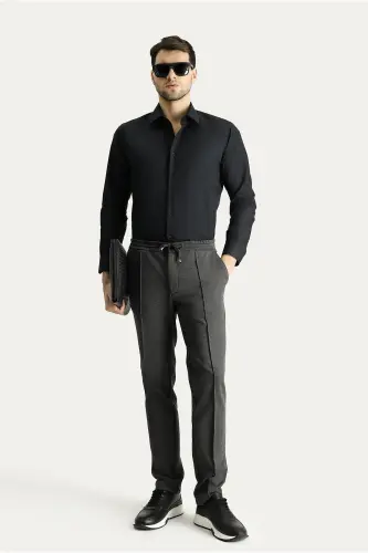 Uzun Yengli Slim Fit Tor To'qima Non Iron Temir Qilmaslik Kerak Bo'lgan Paxta Ko'ylak - KIĞILI (1)