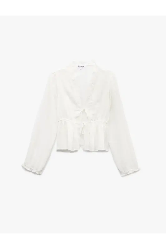 Uzun yengli V yoqali viskoza aralash bog'ichli fisto - 3