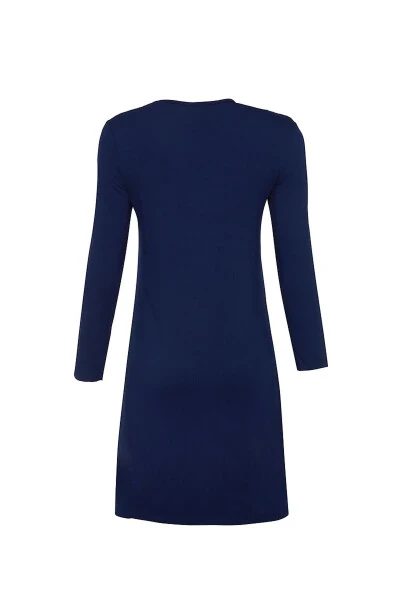 Uzun yengli velosiped yoqali tunika - To'q ko'k - 3